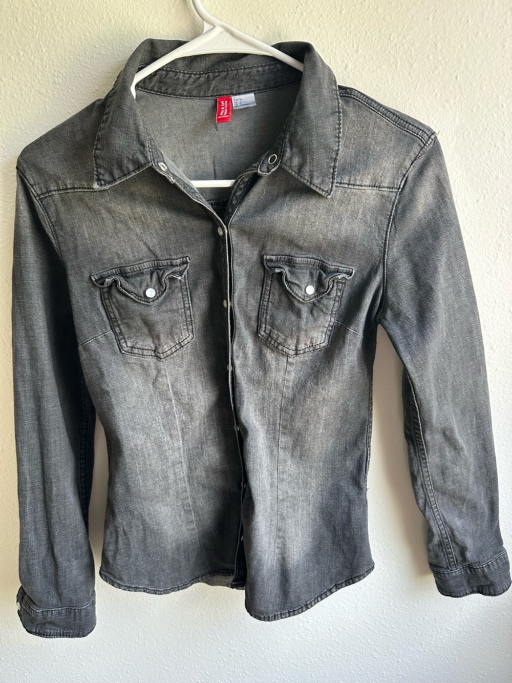 H&M Gray Washed Denim Button-Up Jacket